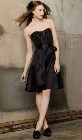 Wtoo Short A-Line Bridesmaid Dress with Cascading Drape 122