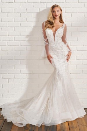 Enchanting by Mon Cheri 122176 Sheer Long Sleeve Wedding Gown