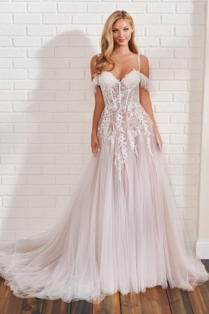 Enchanting by Mon Cheri 122181 Sheer Lace Wedding Gown