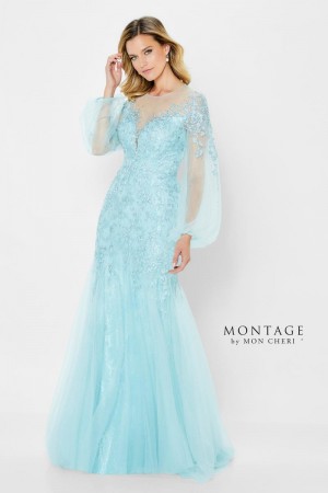 Montage 122908 Sheer Long Sleeve Mermaid Gown