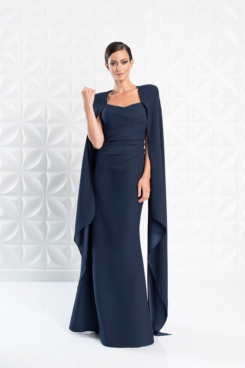 French Novelty: Alexander by Daymor 1272 Gown with Open Back Cape