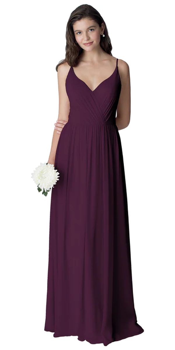 spaghetti strap chiffon bridesmaid dress