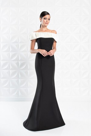 Alexander by Daymor 1280 Off Shoulder Ruffle Neck Gown