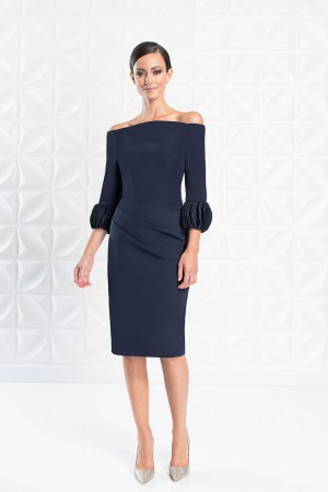 Alexander by Daymor 1281 Off Shoulder Ruffle Sleeve Dress