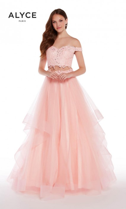 off shoulder crop top gown