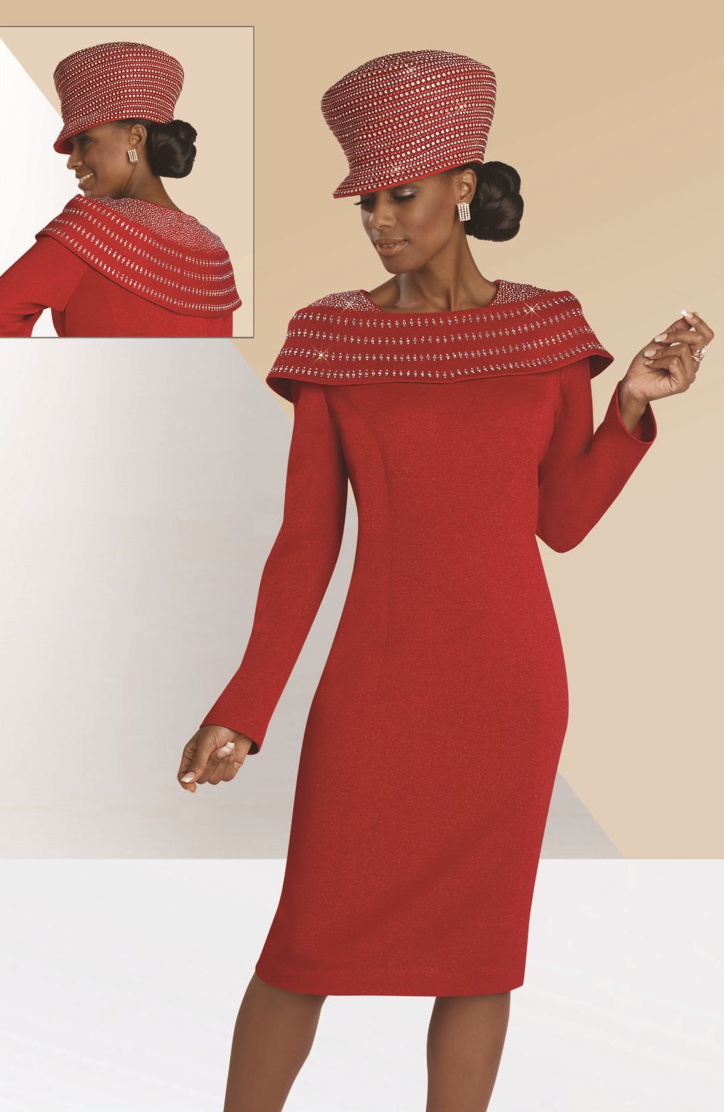 red knit church suits