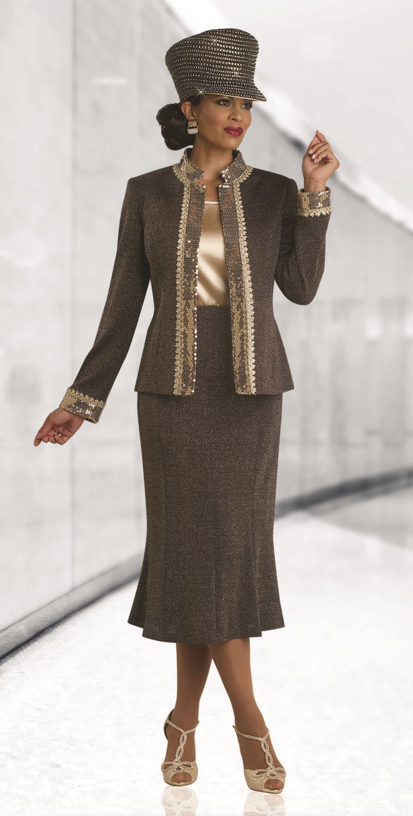 Donna Vinci 13069 Womens 3pc Knit Church Suit French Novelty