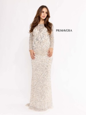 Primavera 13105 Long Sleeve Beaded Mother of Bride Dress