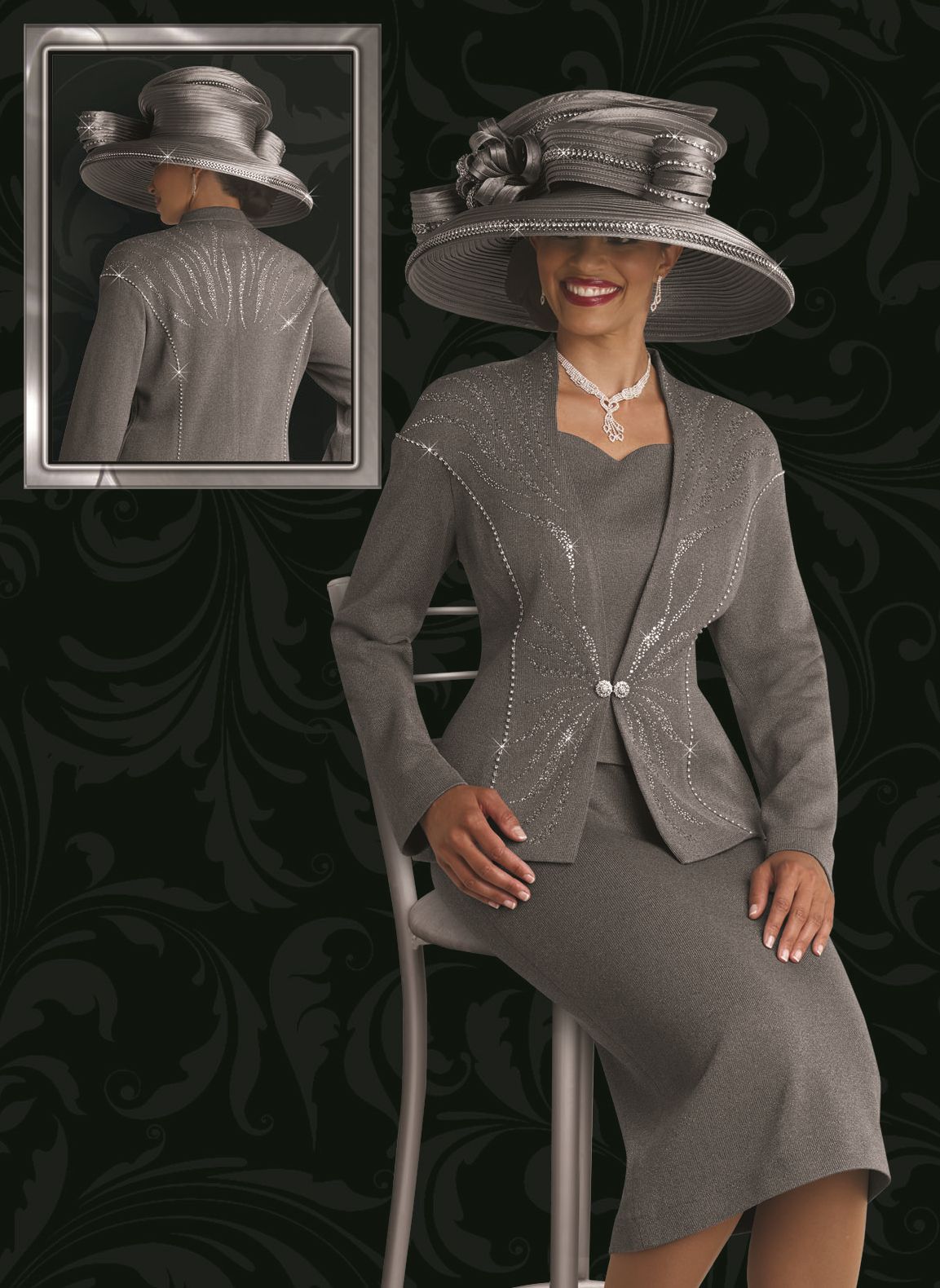 Donna Vinci 13108 Womens Lurex Knit Church Suit French Novelty