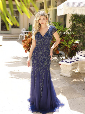 Primavera 13112 Cap Sleeve Beaded Mother of Bride Gown