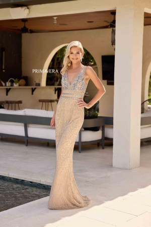 Primavera 13131 Intricately Beaded Sleeveless MOB Gown