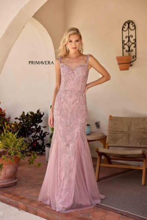 Primavera 13143 Beaded MOB Gown with Godets