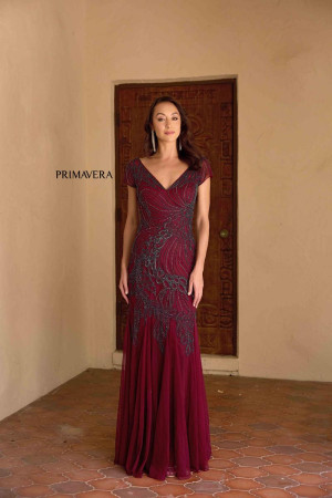 Primavera 13148 Cap Sleeve Beaded Mothers Gown