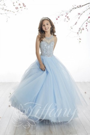 Tiffany Princess 13514 Girls Sheer Beaded Pageant Gown