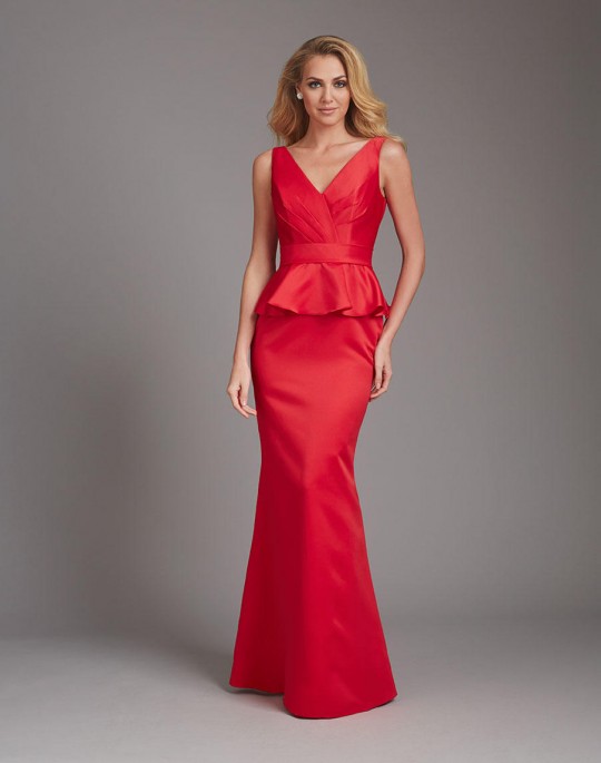Allure 1360 Long Satin Peplum Bridesmaid Dress French Novelty Allure 1360 Long Satin Peplum Bridesmaid Dress