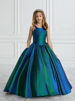 Tiffany Princess 13685 Girls Metallic Satin Gown