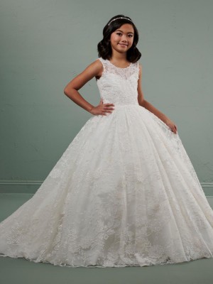 Tiffany Princess 13710 Floral Glitter Flower Girls Gown