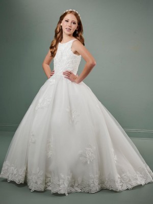 Tiffany Princess 13711 Flower Girls Ivory Lace Gown