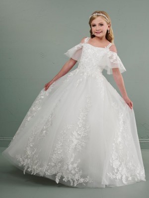 Tiffany Princess 13713 Flutter Sleeve Flower Girls Gown