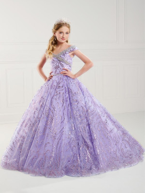 Tiffany Princess 13742 Girls Off Shoulder Cracked Ice Gown