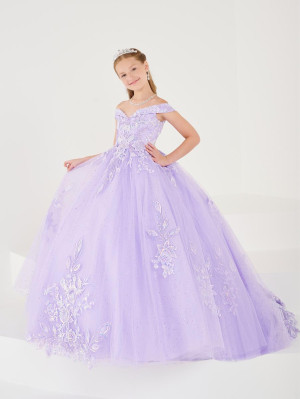 Tiffany Princess 13744 Girls Off Shoulder Lace Ball Gown