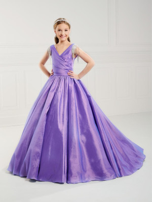 Tiffany Princess 13746 Girls Shoulder Fringe Ball Gown