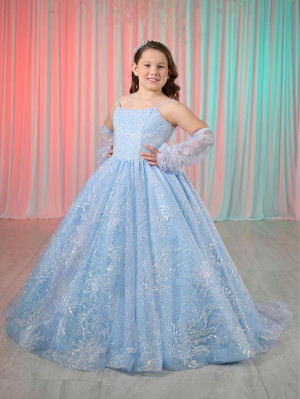 Tiffany Princess 13757 Girls Gown with Removable Sleeves