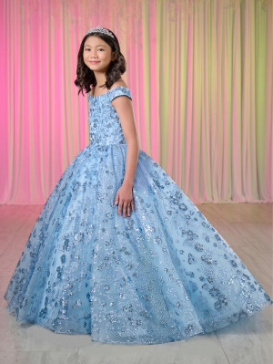 Tiffany Princess 13762 Girls Floral Glitter Ball Gown
