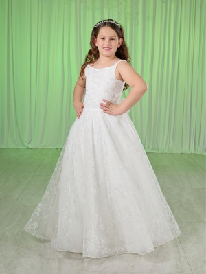 Tiffany Princess 13774 Girls Sparkling Off White Ball Gown