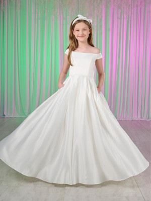 Tiffany Princess 13776 Girls Satin Communion Gown