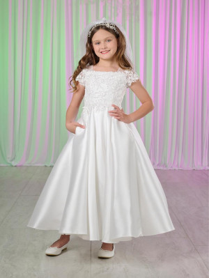 Tiffany Princess 13781 Girls Tea Length Communion Dress