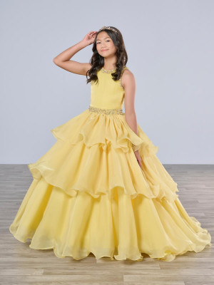 Tiffany Princess 13787 Girls Tiered Ruffle Ball Gown
