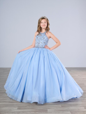 Tiffany Princess 13791 Girls Lace Halter Ball Gown