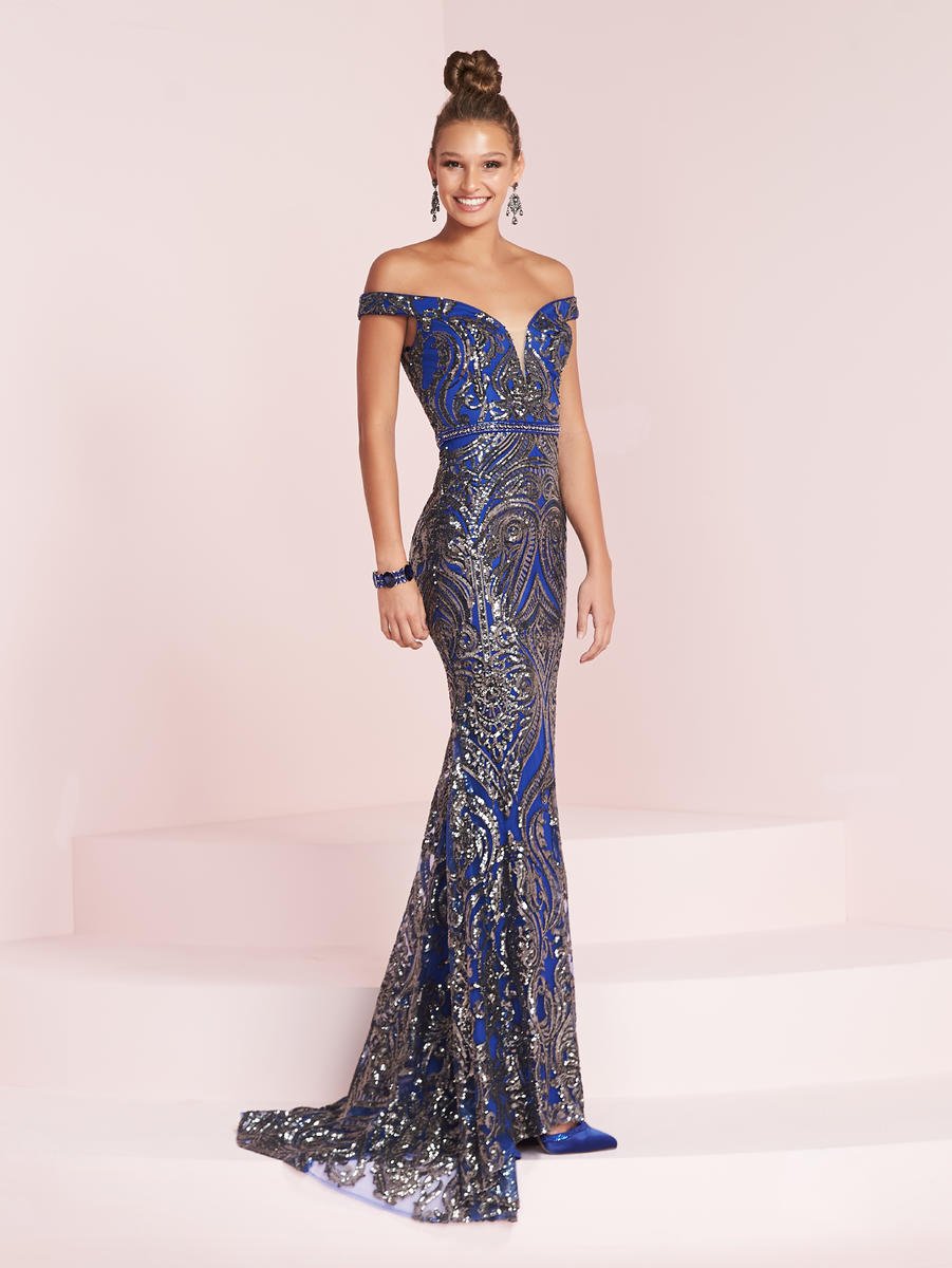 French Novelty Panoply 14013 Off Shoulder Sequin Prom Dress