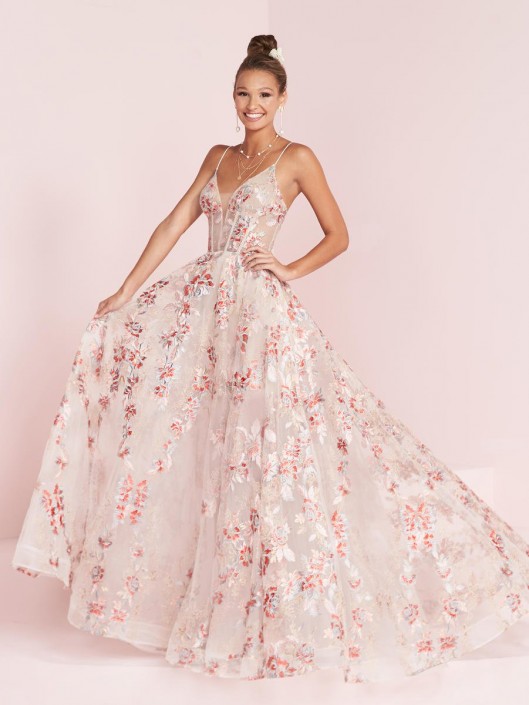 organza floral prom dress