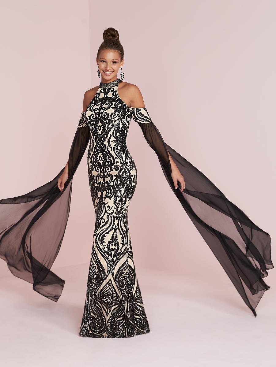 sheer sleeve prom dress