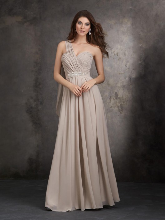 One Shoulder Mocha Bridesmaid Dresses