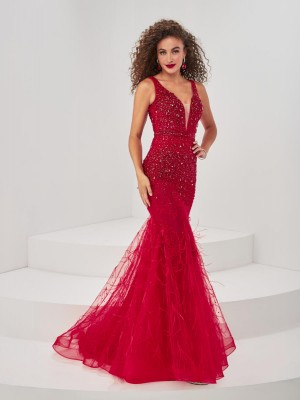 Panoply 14082 Crystal Mermaid Gown with Feathers