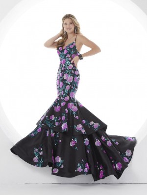 Panoply 14095 Sequin Roses Mermaid Dress