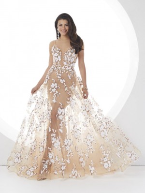 Panoply 14106 Sheer Sequin Floral Prom Dress