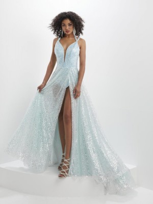 Panoply 14123 Sequin Romper with Sheer Overskirt