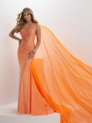 Panoply 14135 Sparkling One Shoulder Gown with Float