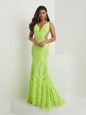 Panoply 14142 Neon Sequin Sheer Cutout Gown