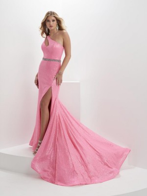 Panoply 14149 One Shoulder Cutout Sequin Gown