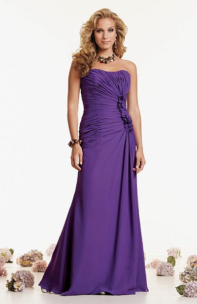 Jordan Couture Long Chiffon Bridesmaid Dress with Flowers 1416: French ...
