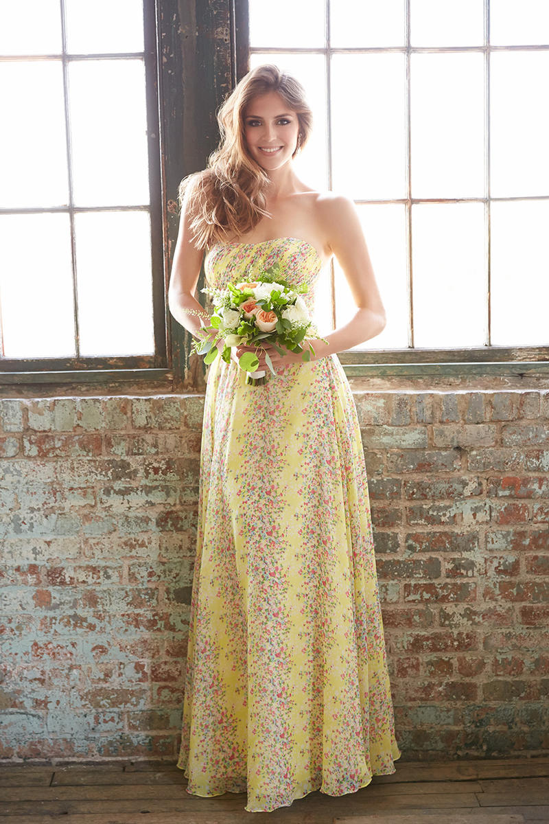 Yellow floral bridesmaid dresses 2025