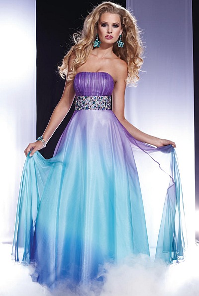 ombre chiffon prom dress