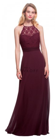 Bill Levkoff 1464 Lace Halter Top Bridesmaid Dress