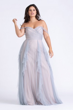 Wtoo 147X 2 Tone Off Shoulder Bridesmaid Dress