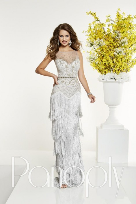 formal dress with fringe